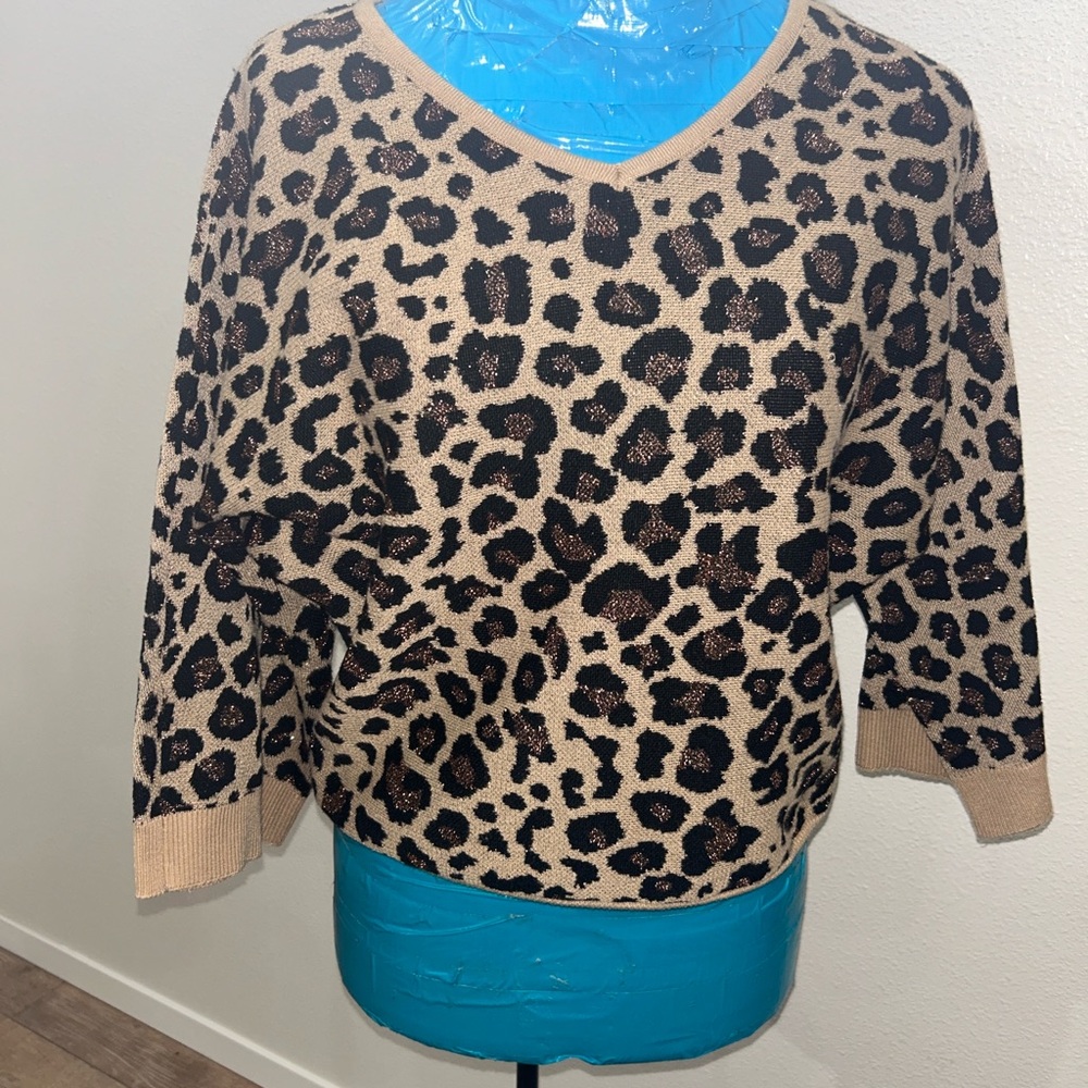 Leopard Print V-Neck Sweater